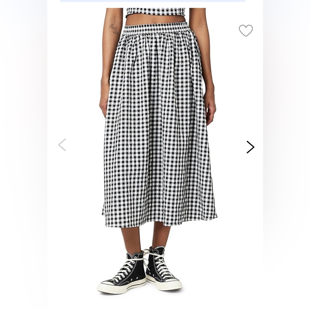 Black and White Gingham Midi Skirt